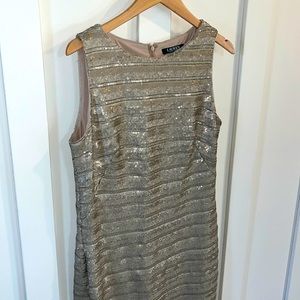Stunning Ralph Lauren subtle-gold sequin dress, size 10